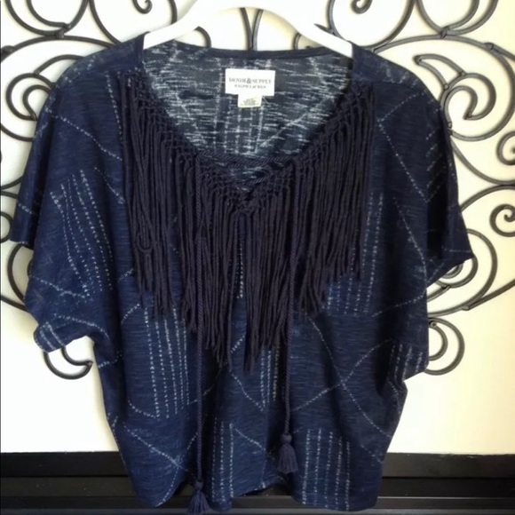 Denim & Supply Ralph Lauren Tops - RALPH LAUREN DENIM & supply xs  cotton fringe top